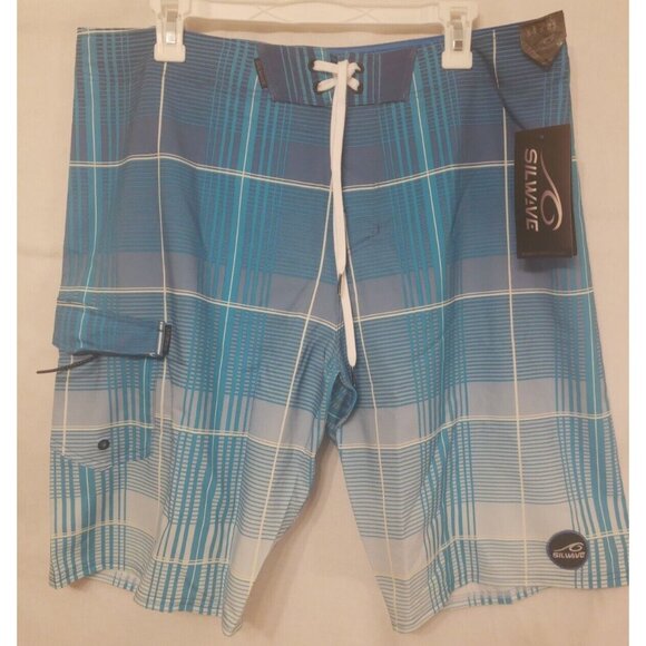 Silwave Men's DuraFit Stretch Plaid Boardshorts Swimsuit Swim wear Size 34 NWT - Picture 4 of 8